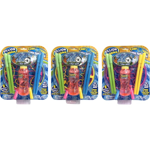 Billion Bubbles Giant Wand Bubbles Assorted Each