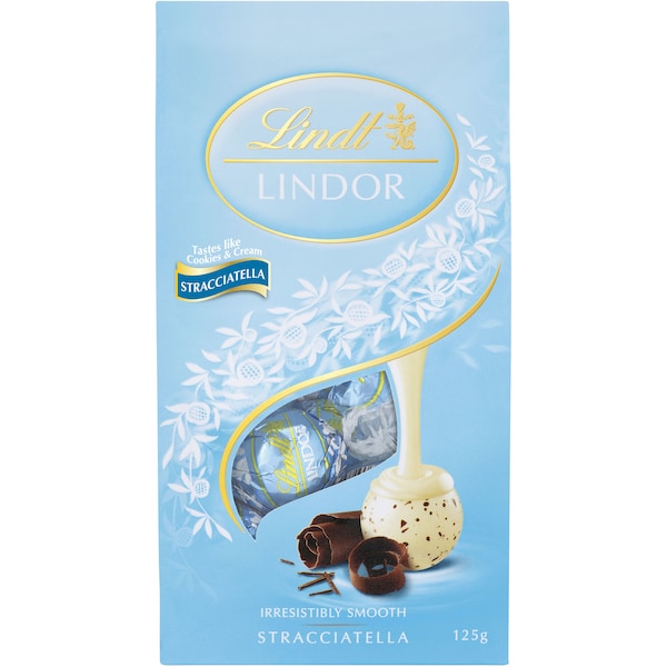 Lindt Lindor Chocolate Balls Stracciatella 125g Bag