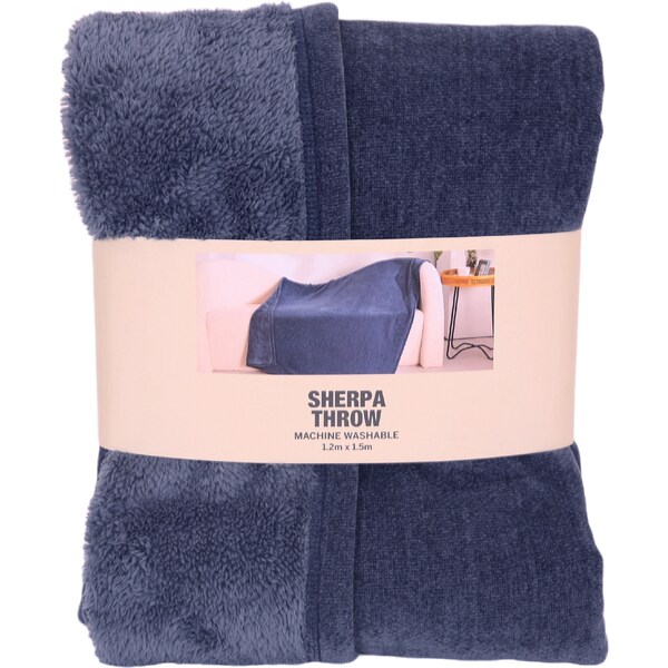 Sherpa Throw Blanket Navy each
