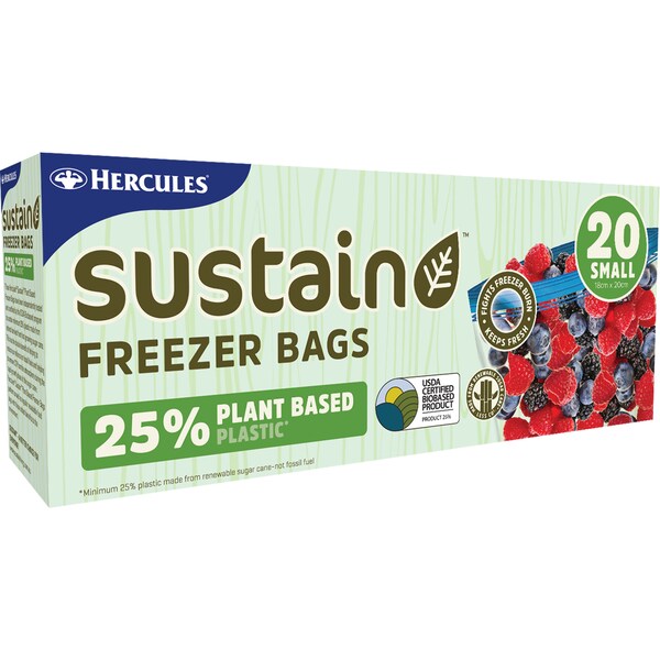 Hercules Sustain 25% Plant Based Freezer Bags Small 20 Pack