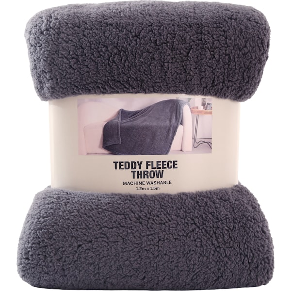 Fleece Teddy Throw Blanket Charcoal each