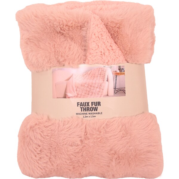Faux Fur Bubble Throw Blanket Dusty Pink each