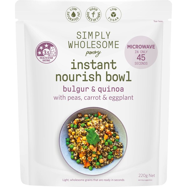 Simply Wholesome Pantry Instant Nourish Bowl Bulgar & Quinoa 220g