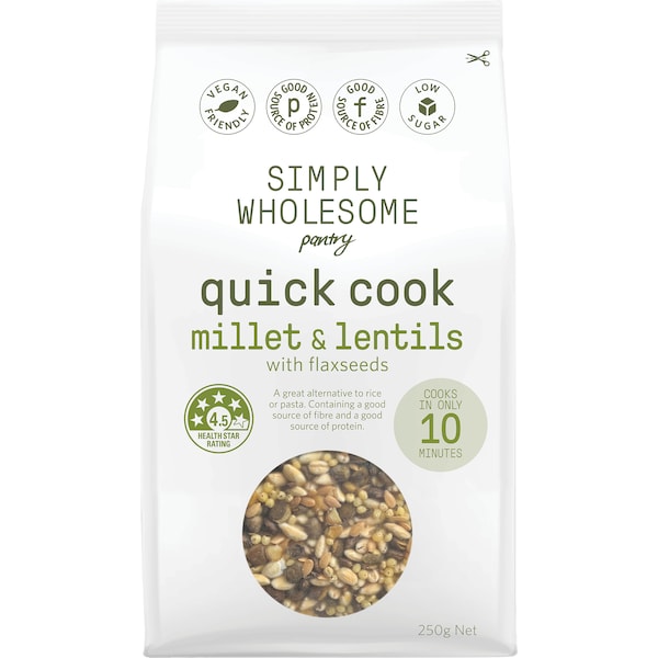 Simply Wholesome Pantry Quick Cook Millet & Lentils With Flaxseeds 250g