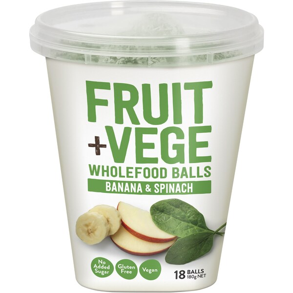 Tasti Fruit&Vege Wholefood Balls Banana & Spinach 18 Pack