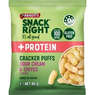 Arnott's Snack Right + Protein Cracker Puffs Sour Cream & Chives