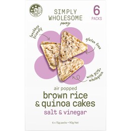 Simply Wholesome Pantry Simply Wholesome Pantry Air Popped Brown Rice & Quinoa Cakes Salt & Vinegar 15g x 6 pack