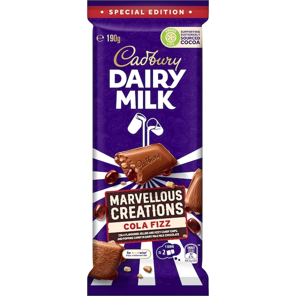 Cadbury Marvellous Creations Cola Fizz Chocolate Block 190g