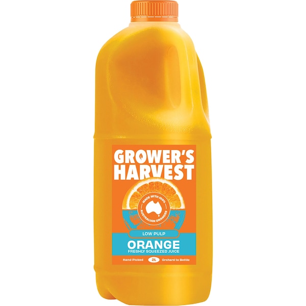 Grower's Harvest Freshly Squeezed Orange Juice Low Pulp 2L