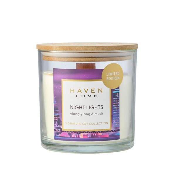 Haven Luxe Wood Wick Candle Night Lights Ylang Ylang & Musk each