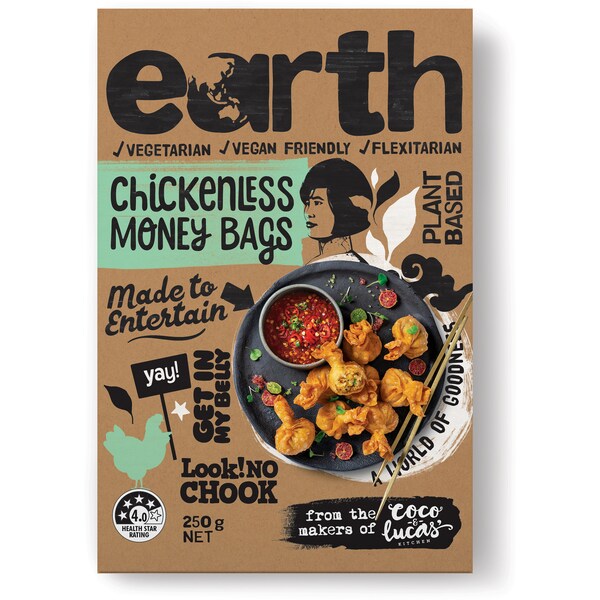 Earth Chickenless Money Bags 250g