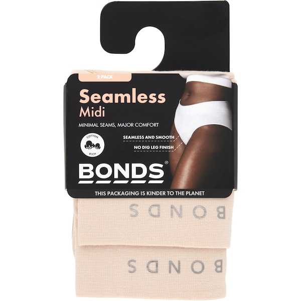 Bonds Ladies Midi Seamless Size 16 Assorted 2 Pack