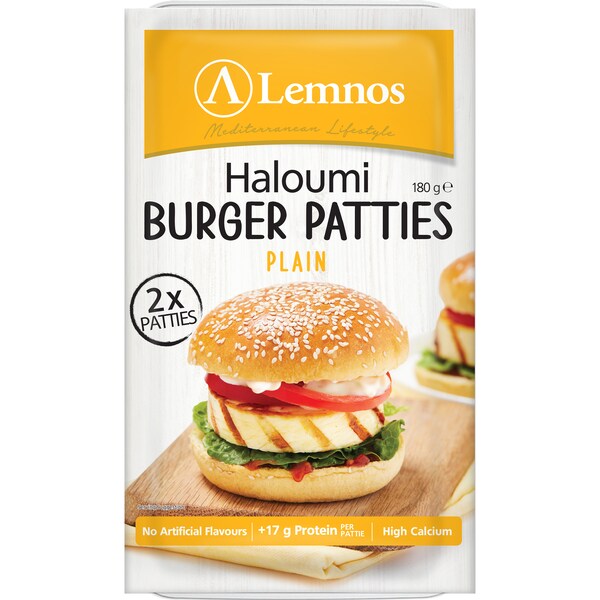 Lemnos Haloumi Burger Patties Plain 2 Pack 180g