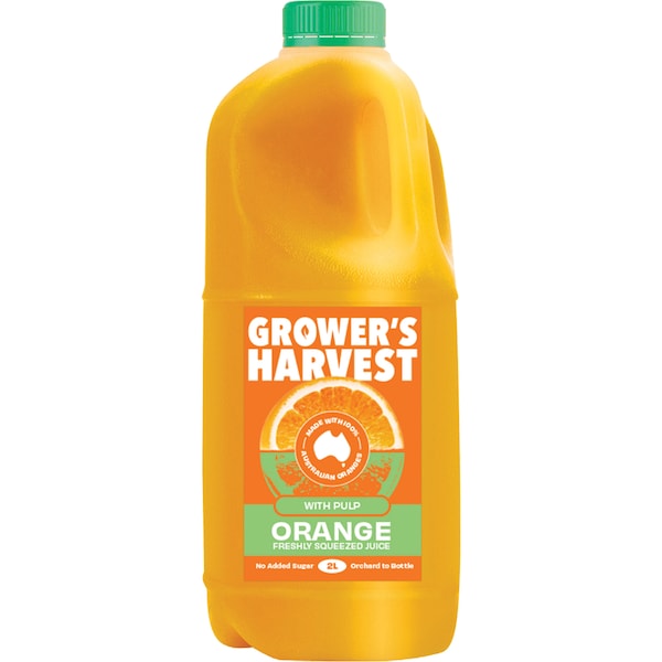 Grower's Harvest Freshly Squeezed Orange Juice With Pulp 2L
