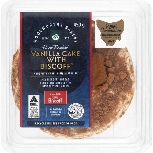 Woolworths Vanilla Cake With Lotus Biscoff 450g bunch