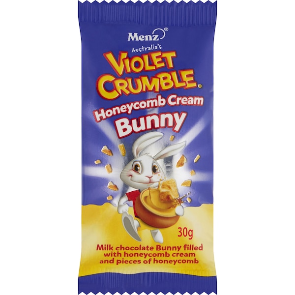 Violet Crumble Milk Chocolate Honeycomb Cream Easter Bunny 30g