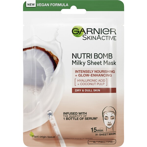 Garnier Skinactive Nutri Bomb Milky Tissue Mask Coconut each