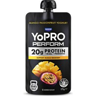 YoPRO Perform High Protein Yoghurt Pouch Mango Passionfruit