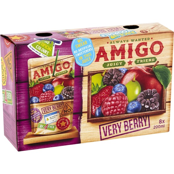 Amigo Very Berry Juice 200mL x 8 pack
