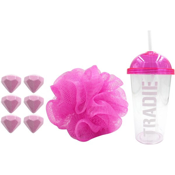 Tradie Lady Fizzy Shake Crystal Bath Bombs & Loofah Assorted Each