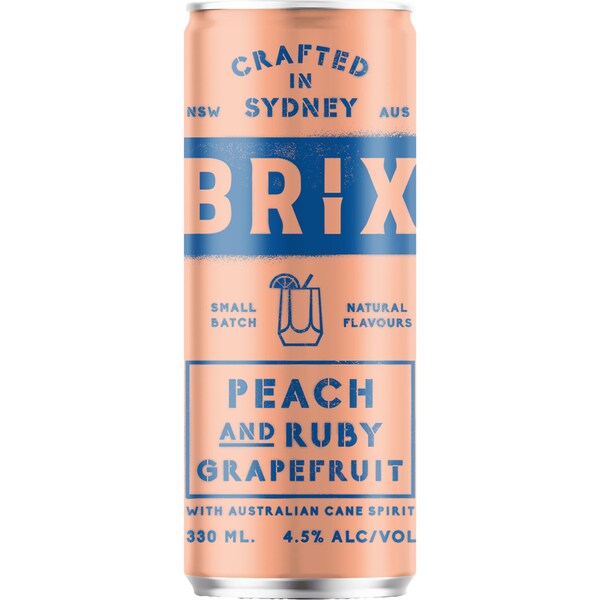 Brix Peach & Ruby Grapefruit Can 330ml