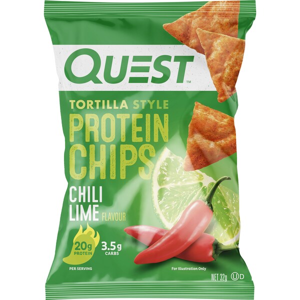 Quest Protein Chips Tortilla Style Chili Lime Flavour 32g