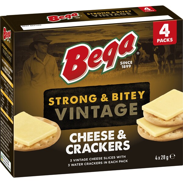 Bega Strong & Bitey Cheese & Crackers 28g x 4 pack