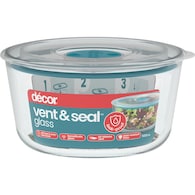 Decor Vent & Seal Glass Container Round 500mL