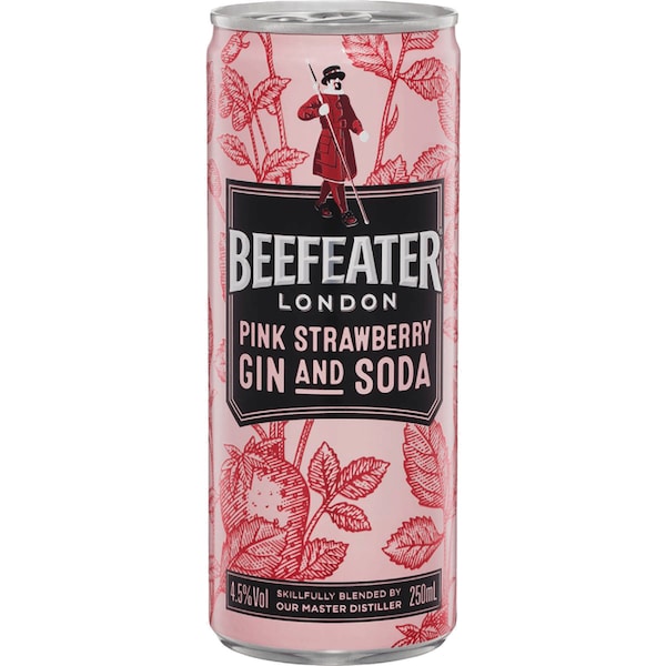 Beefeater London Pink Strawberry Gin & Soda Can 250ml