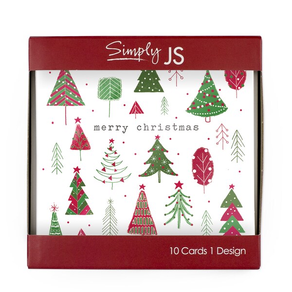 Simply JS Christmas Cards Christmas Trees 10 Pack