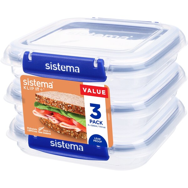 Sistema Klip It Plus Square 520ml 3 Pack