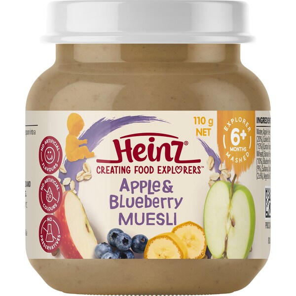 Heinz Apple & Blueberry Muesli Baby Food Jar 6+ Months 110g
