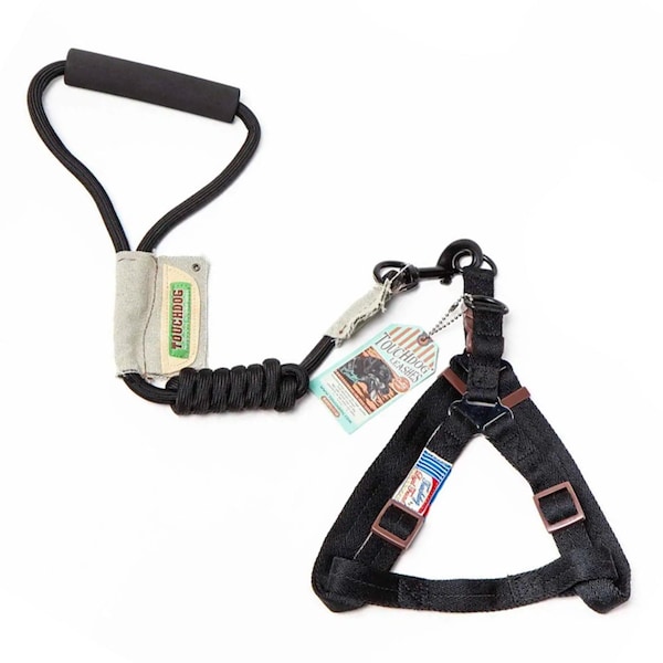 Touchdog 1.2m Original Round Climbing Rope Dog Leash and Harness Black L