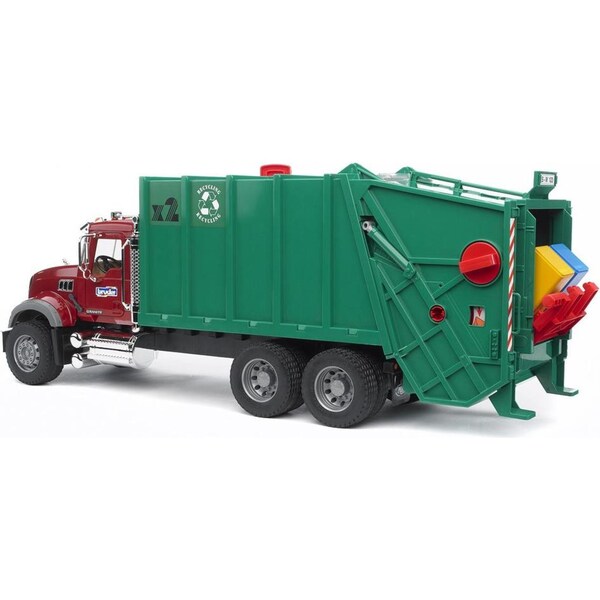 Bruder 1:16 MACK Granite 69cm Garbage Truck Rear Loading Red/Green Kids 4y+