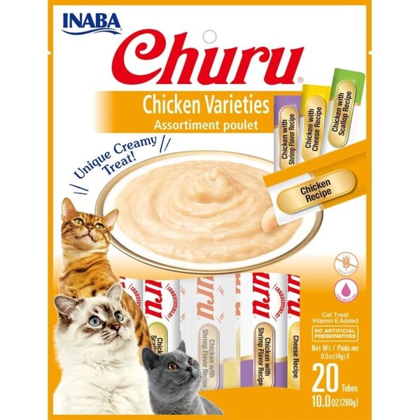 Inaba Churu Puree Chicken Varieties Cat Food Topper 20 x 14g