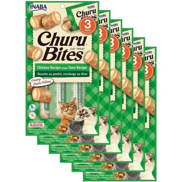 Inaba Churu Bites Chicken Wraps With Tuna Cat Treats 6 x 30g