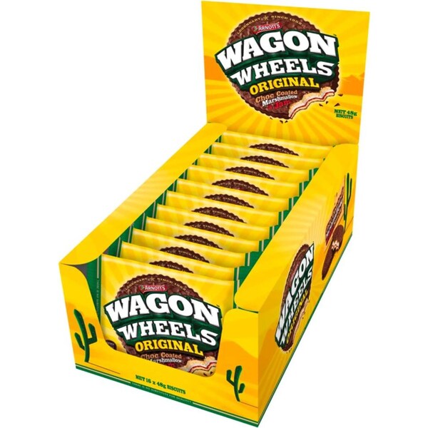 Arnott's Wagon Wheels Original Choc coated Marshmallow and Jam 16 x 48g