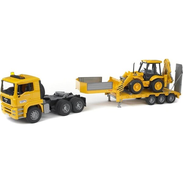Bruder MAN TGA Low Loader Truck with JCB 4CX Backhoe Loader Returns accepted (max. 30 days) / N/A