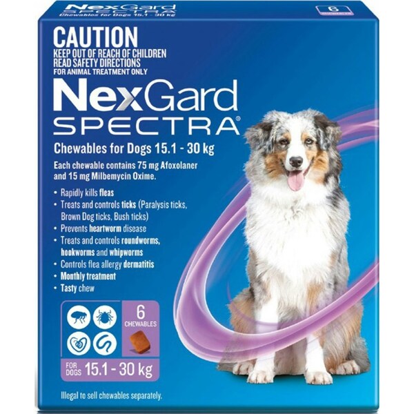 NexGard Spectra Dog Large 15.1-30kg Purple - 6pk N/A