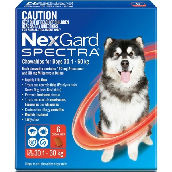 NexGard Spectra Very Large 30kg to 60kg Red - 6 Pack) N/A