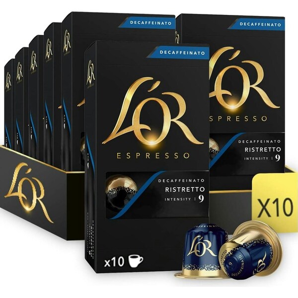 L'Or Espresso Coffee Pods Ristretto Decaf Box 100
