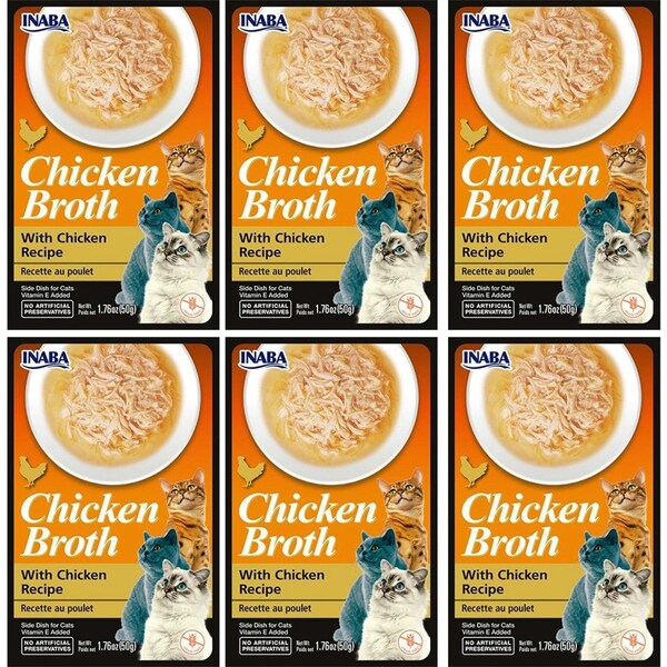 Inaba Chicken Broth Cat/Kitten Pet Food/Meal Pack 6PK 50g