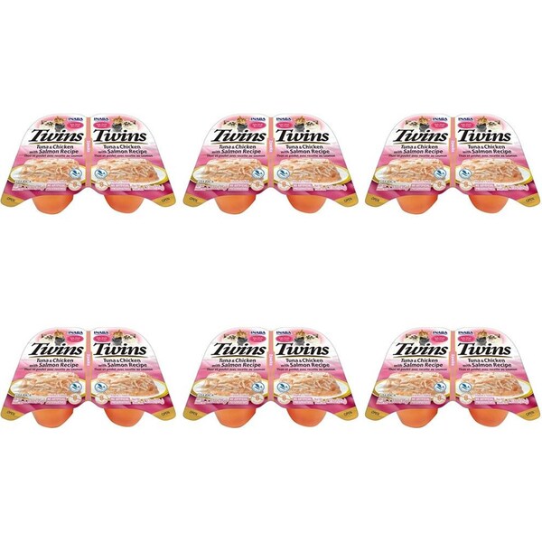 Inaba Twins Tuna & Chicken w/ Salmon Recipe Cat/Kitten Pet Food Pack 6PK 35g