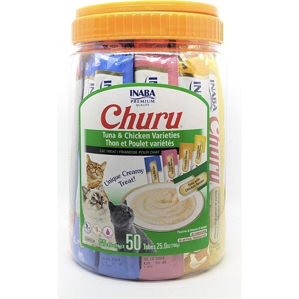 Inaba Churu Tuna And Chicken Varieties Cat Treat Tubes 50pc
