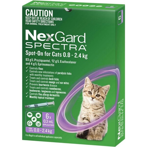 Nexgard Spectra Spot-on For Cats 0.8 - 2.4 KG - 6 Pack