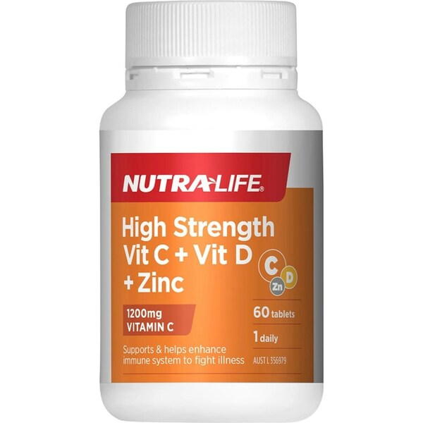 Nutra-Life High Strength Vitamin C & D + Zinc 60 Tablets