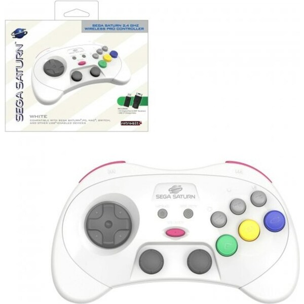 Retro-Bit Sega Saturn 2.4ghz Wireless Pro Controller for PC and Mac (White) Returns accepted (max. 30 days)