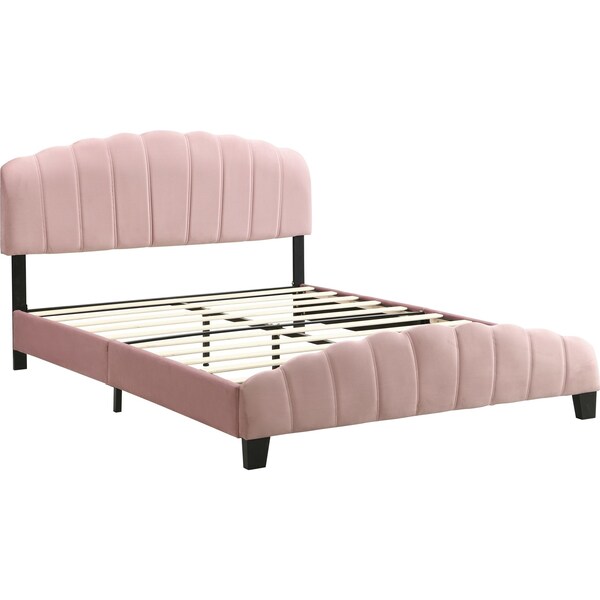 IHOMDEC Double Size Shell-Style Bed Frame Base Mattress Platform BEF04 Pink