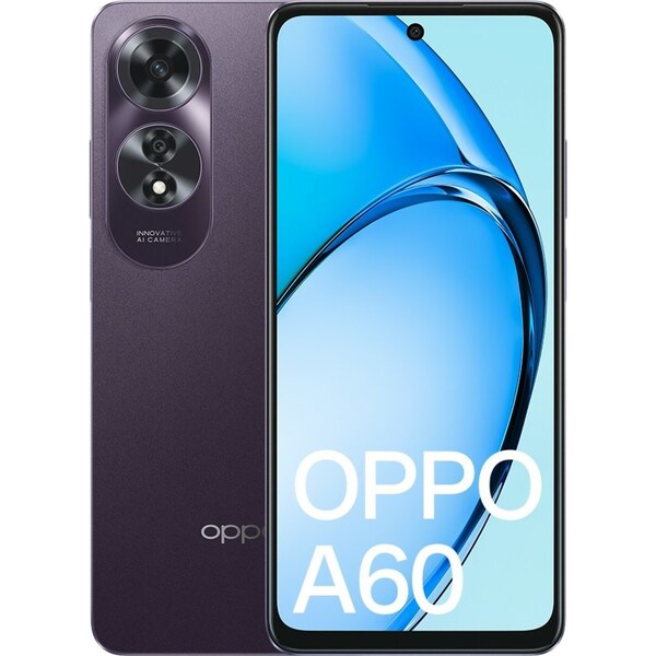 OPPO A60 4G - Midnight Purple, 6.67", HD+, 8GB/256GB, 50MP/8MP, Dual SIM, 5000mAh, 2YR