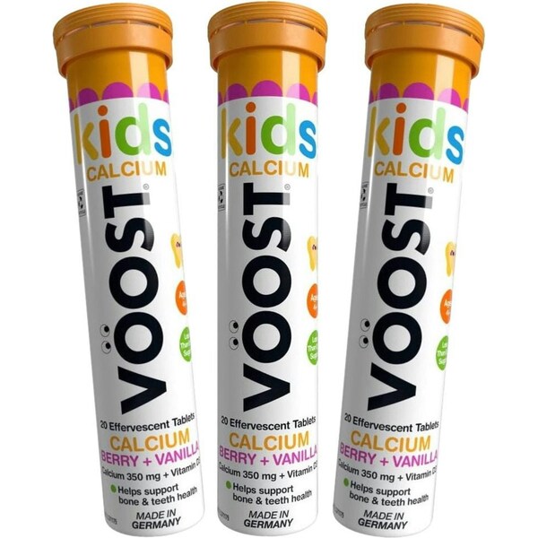 VOOST Kids Calcium Berry + Vanilla Effervescent Tablets 20 pack 3pk